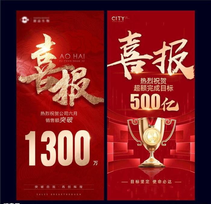 喜报图片(2362x5116)psd模版下载