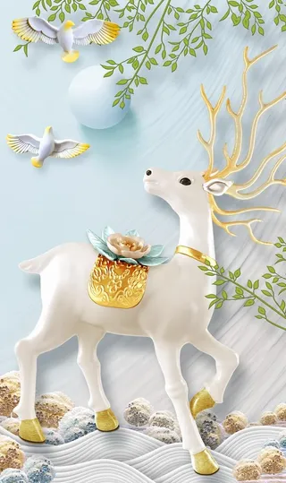麋鹿装饰画图片