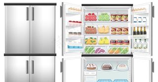 银灰色双开门冰箱图片