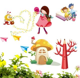 海棠花 铅笔树 卡通儿童图片