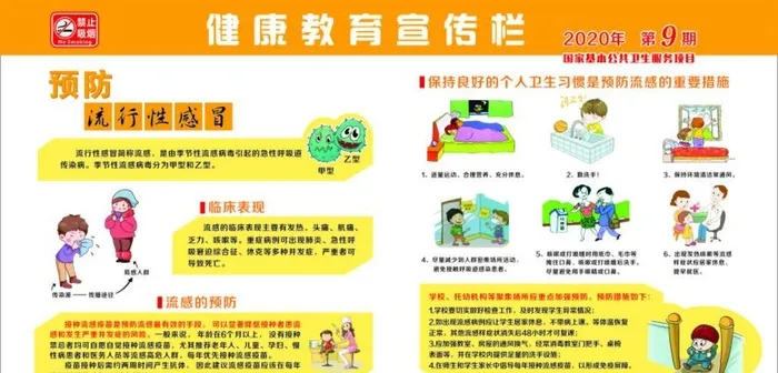 预防流感健康教育宣传栏图片cdr矢量模版下载