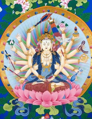 唐卡,唐卡作品,藏传佛教,准提佛母,