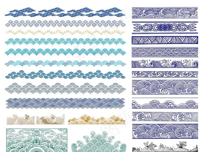 海浪纹图片ai矢量模版下载