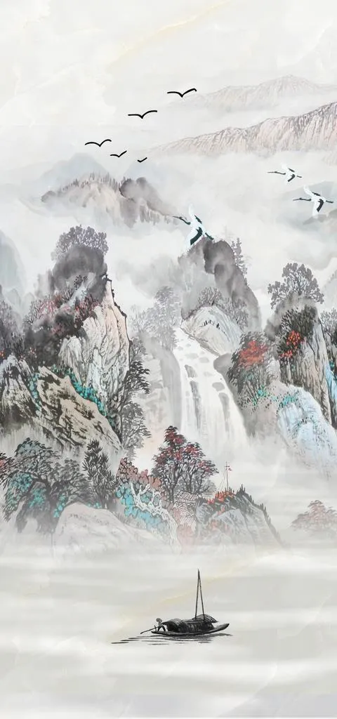 玄关装饰画 水墨山水画图片(1134x2267)psd模版下载