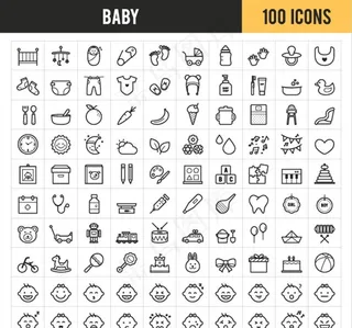 矢量婴儿用品小图标图片