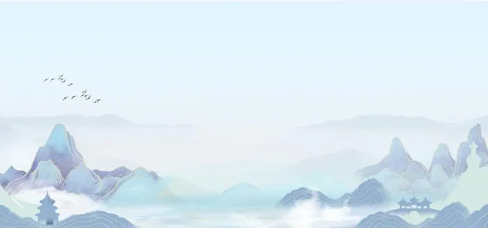 古风山水背景图片(4000x2000)psd模版下载