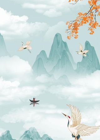 国潮山水插画图片