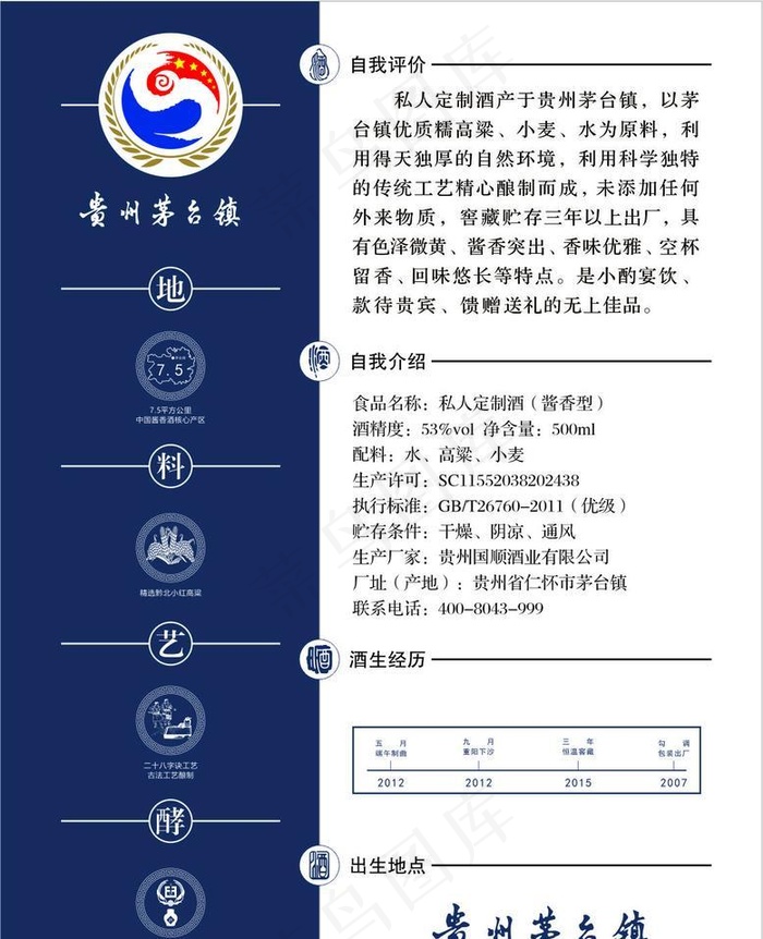 特色简历白酒标签图片cdr矢量模版下载