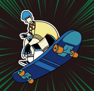 滑板人物插画图片