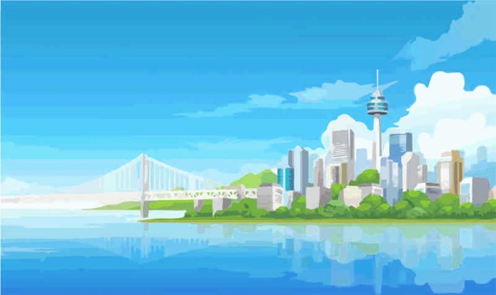 城市水彩图片