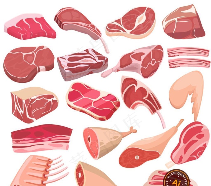 肉排肉类插画图片