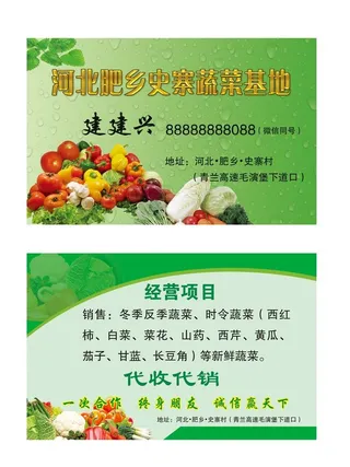 蔬菜名片图片