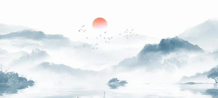水墨山水画图片(3298x1794)psd模版下载