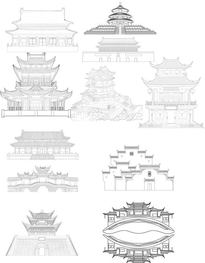 中式建筑图片(14173x20041)psd模版下载