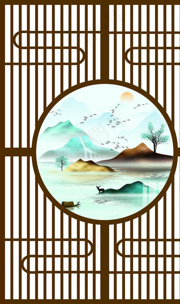 圆形中式屏风图片