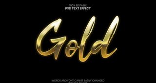 逼真金色烫金金属立体字样机图片