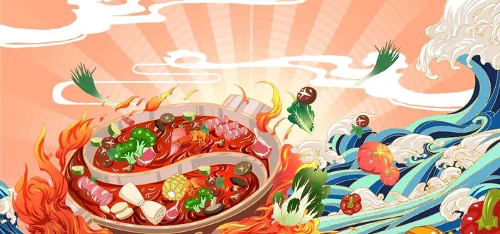火锅插画图片(3969x1984)psd模版下载