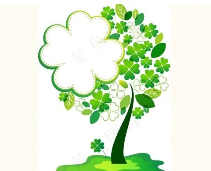 四叶草 绿色树木边框图片ai矢量模版下载