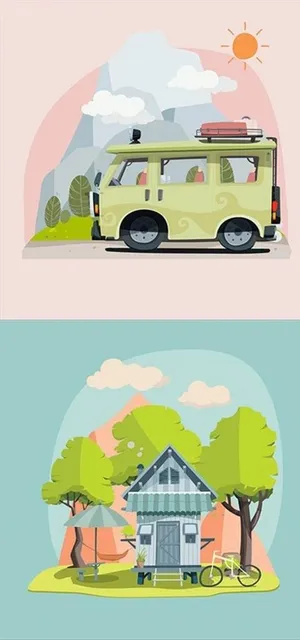 旅行车插画图片