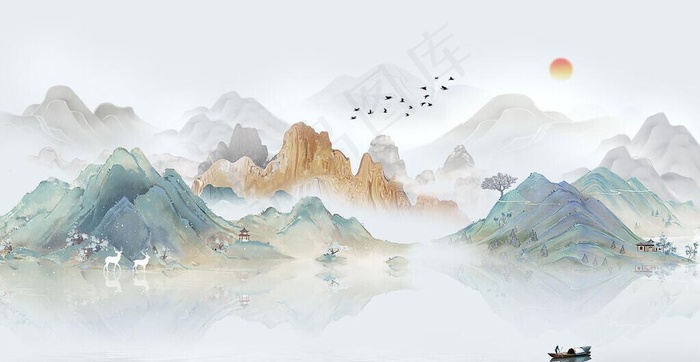 水墨画抽象山水画图片