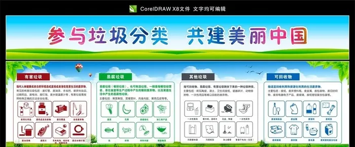 垃圾分类图片cdr矢量模版下载