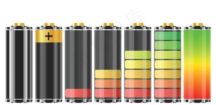 排列的彩色电池矢量素材图片