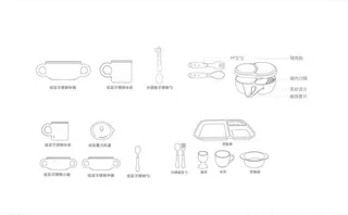儿童饭盒餐盘勺子杯子线描图图片