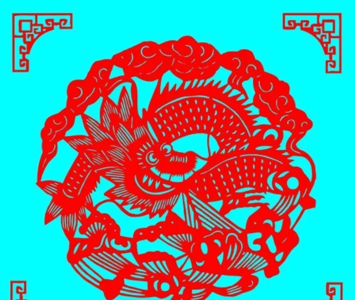 龙剪纸图片ai矢量模版下载