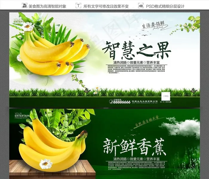 香蕉海报图片(6000x3000)psd模版下载