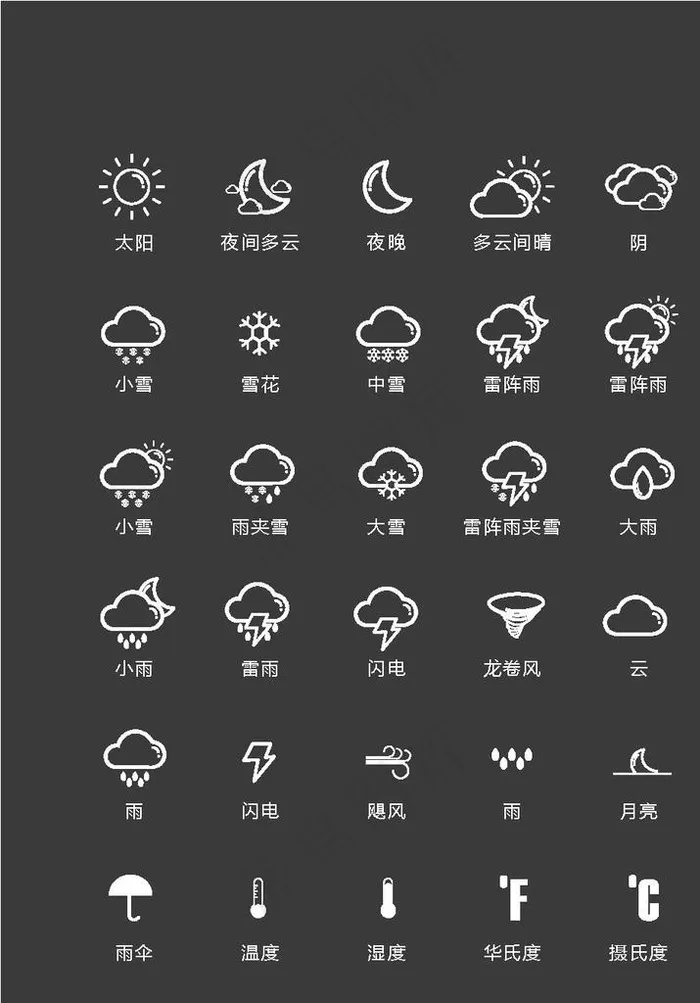 天气图标图片ai矢量模版下载
