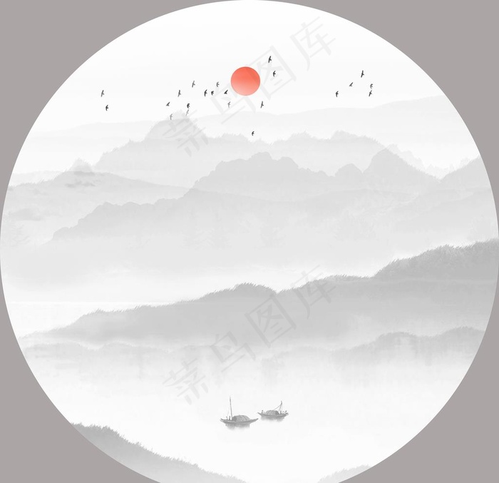水墨山水图片(9000x9000)psd模版下载
