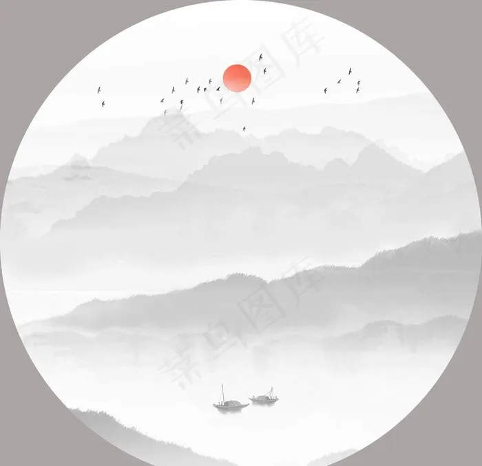 水墨山水图片(9000x9000)psd模版下载