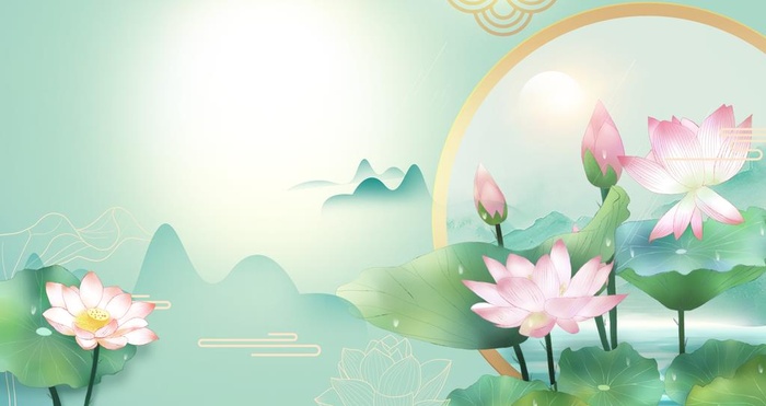 中式荷花背景图片