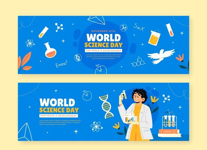 手绘卡通科学展板图片ai矢量模版下载