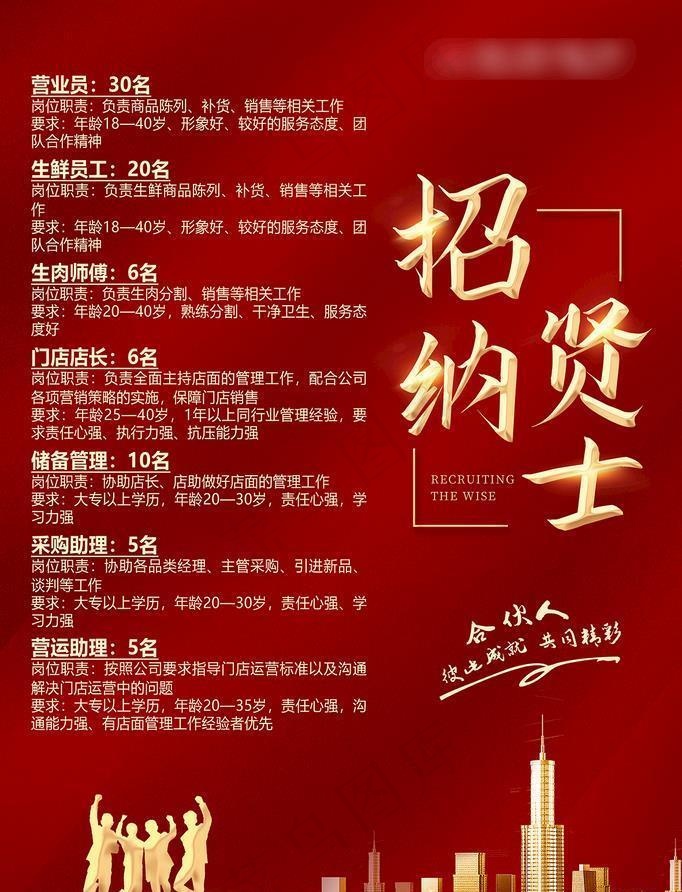 超市招聘海报图片(3543x5315)psd模版下载