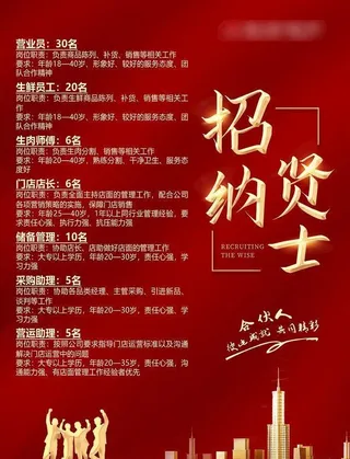 超市招聘海报图片