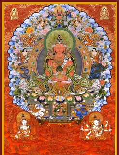 唐卡,长寿佛,长寿三尊,尊胜佛母,白