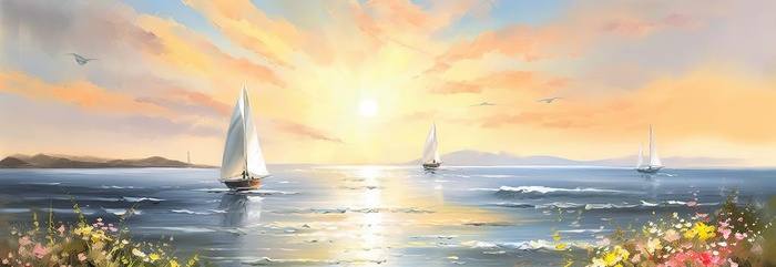 油画海景创意装饰画合层图片