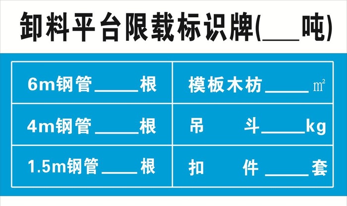 卸料限载标识牌图片