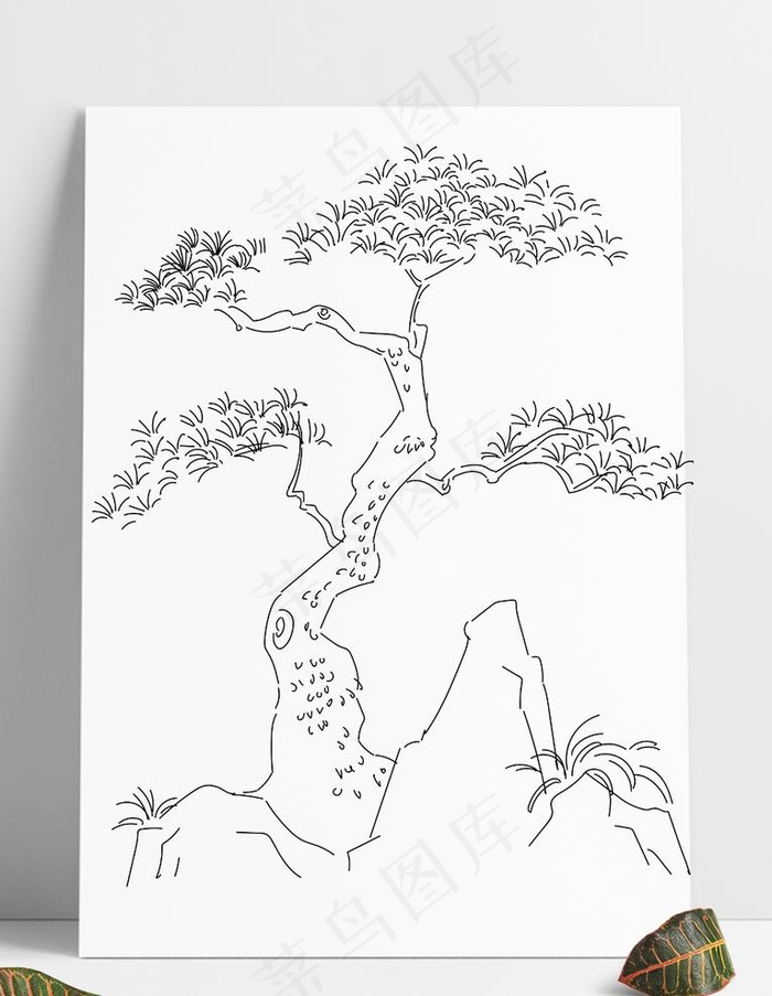 松树线稿线图片