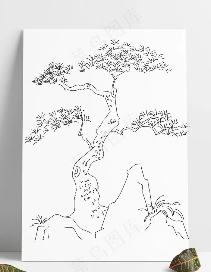 松树线稿线图片