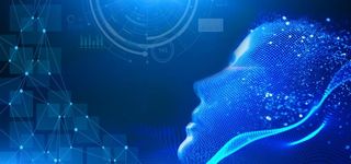 科技背景粒子光效虚拟人脸图片