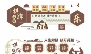 棋牌文化墙,棋牌休闲会所,棋牌标语