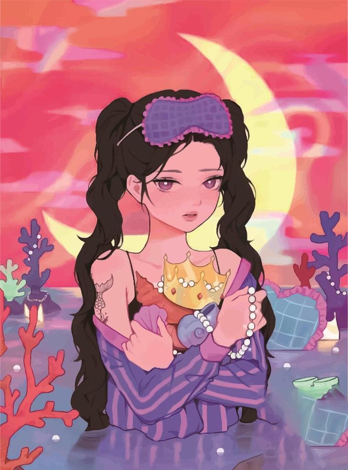 二次元美女手绘插画图片