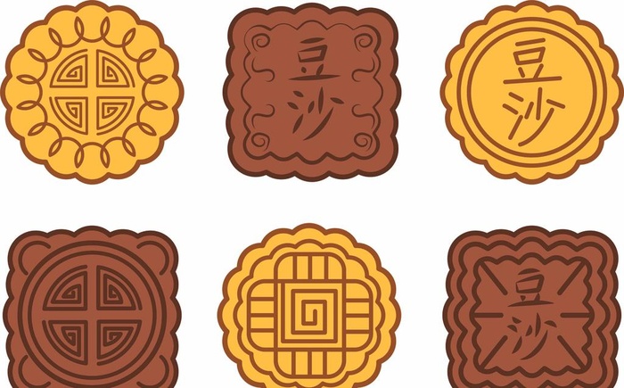 ai矢量手绘豆沙月饼图片