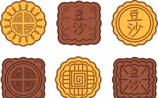 ai矢量手绘豆沙月饼图片