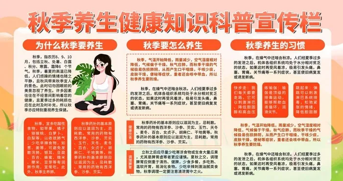 秋季养生健康小知识宣传展板图片(4724x2657)psd模版下载