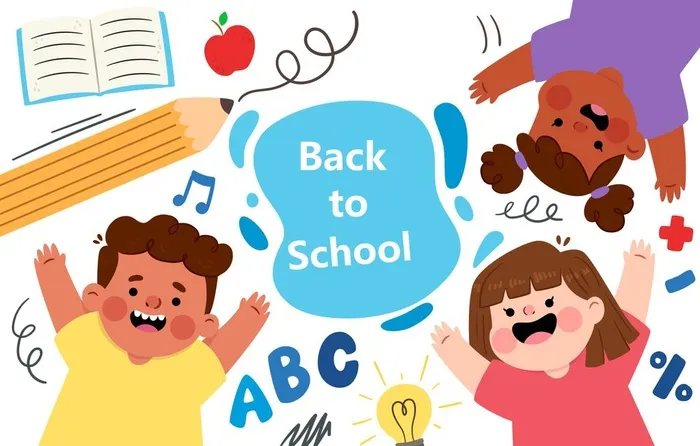 卡通小学生图片ai矢量模版下载