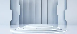 科技展台立体几何白色c4d图片