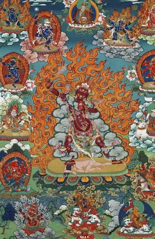 唐卡,一髻佛母,手绘,信仰,图腾,,设计,